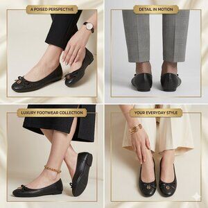 Michael Kors Fulton Liana Black Perforated Leather Flats Gold MK Logo Size 6